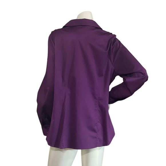 SOLD NWT Lane Bryant Button Down Split V-Neck Long Sleeve Purple Blouse Sz 20 - Picture 2 of 5